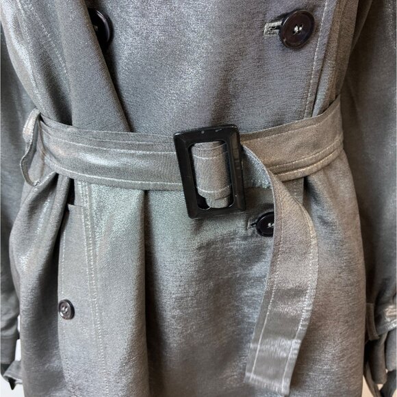 Jones New York Women's Gray Double Breasted Trench Coat Sz M - Picture 7 of 11